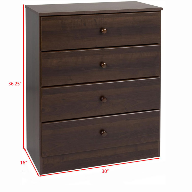 Astrid Espresso 4-Drawer Vertical Wood Dresser