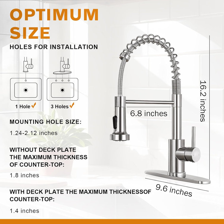 Brushed Nickel Single Handle Spring Kitchen Faucet with Pull Down Sprayer