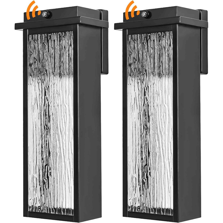 Black 16" LED Dusk to Dawn Outdoor Wall Lantern Set