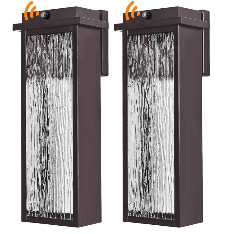 Bronze 16" LED Dusk to Dawn Outdoor Wall Lantern Set