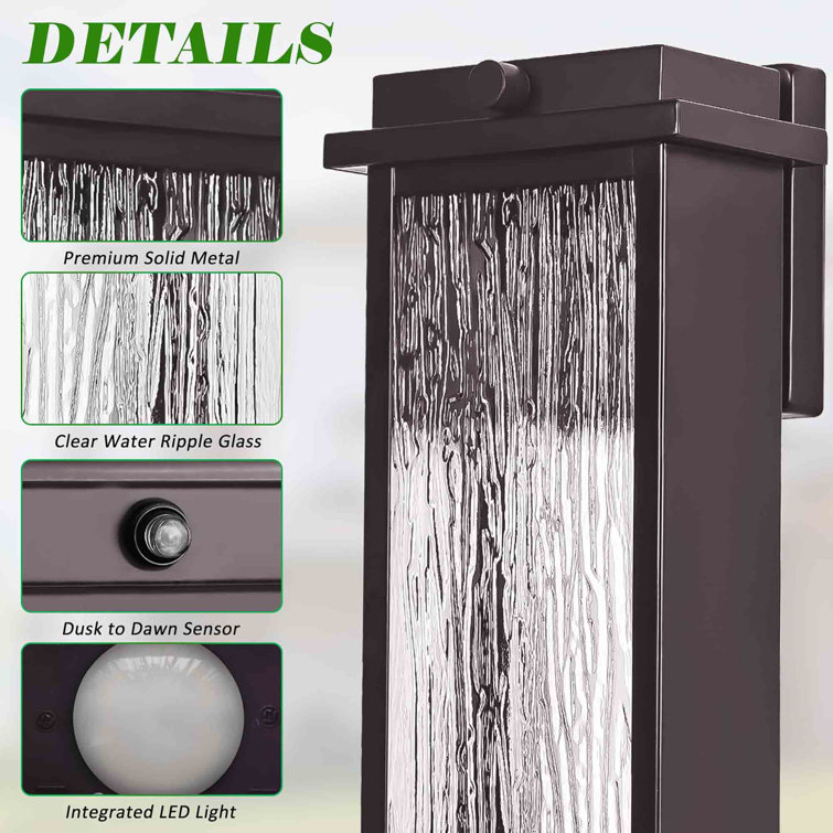 Bronze 16" LED Dusk to Dawn Outdoor Wall Lantern Set
