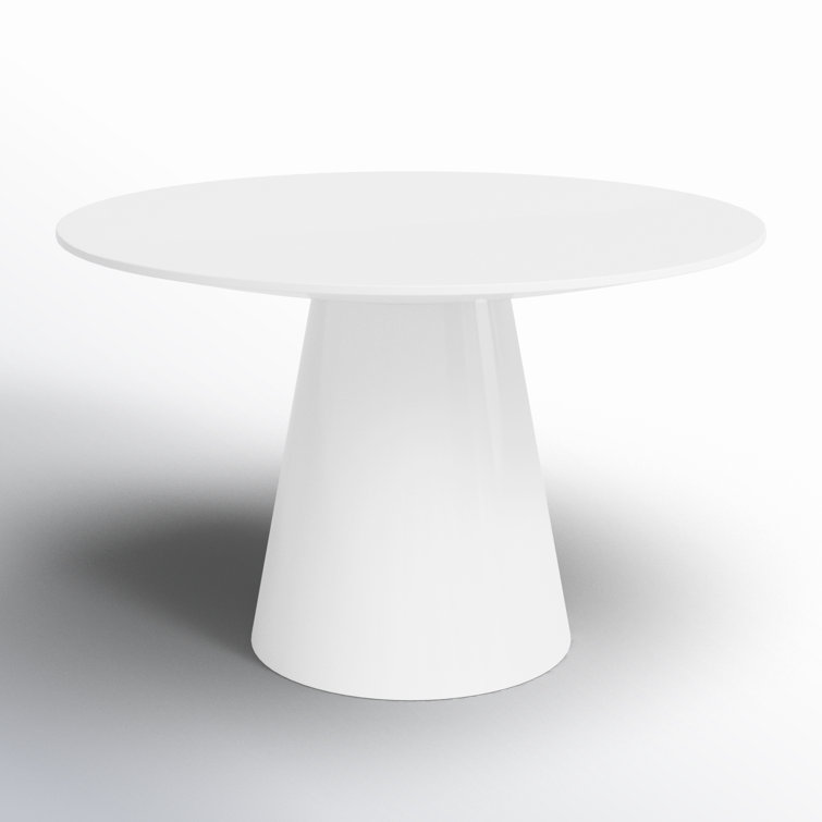 Matte White Round Pedestal Dining Table with MDF Finish