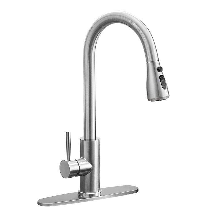 Brushed Nickel Stainless Steel Pull Down Kitchen Faucet