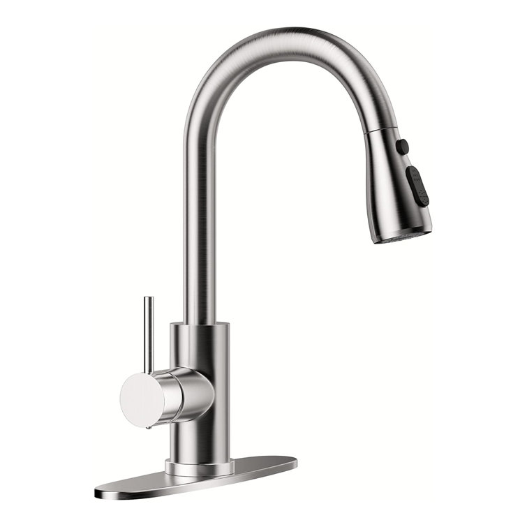 Brushed Nickel Stainless Steel Pull-Out Spray Kitchen Faucet