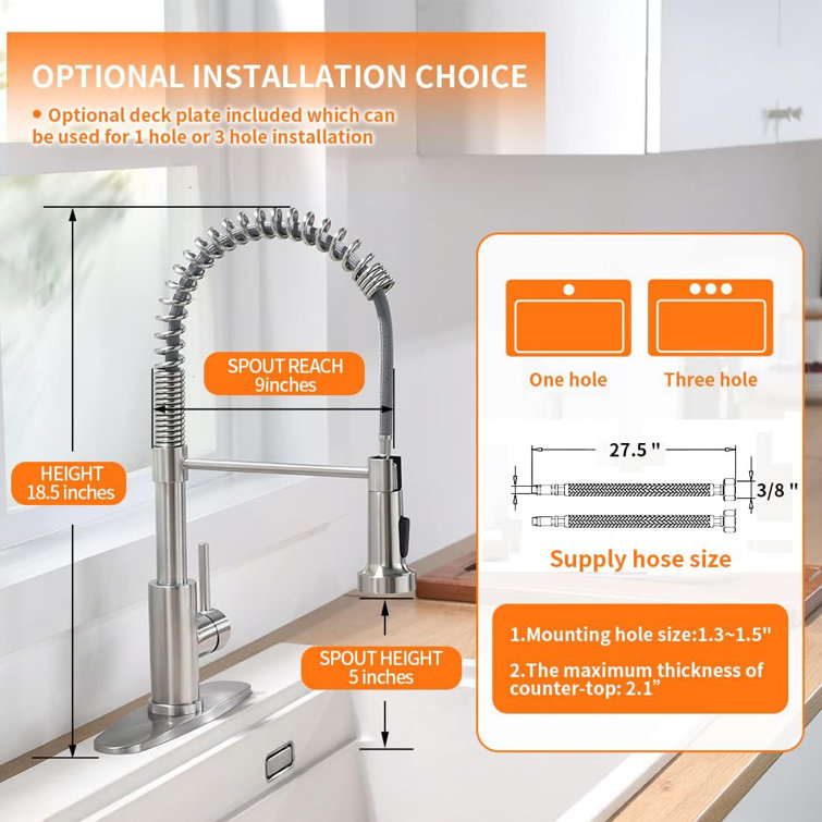 Brushed Nickel Single Handle Pull Down Kitchen Faucet