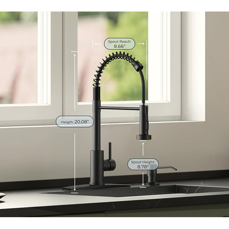 Matte Black Stainless Steel Pull Down Kitchen Faucet