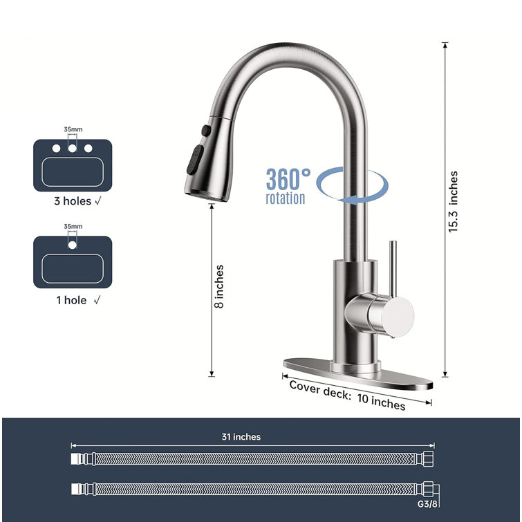 Brushed Nickel Stainless Steel Pull-Out Spray Kitchen Faucet