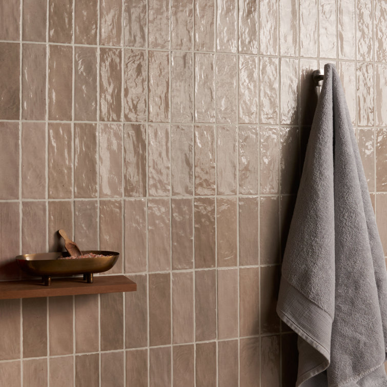 Karma 3" x 8" Brown Glazed Ceramic Subway Wall Tile