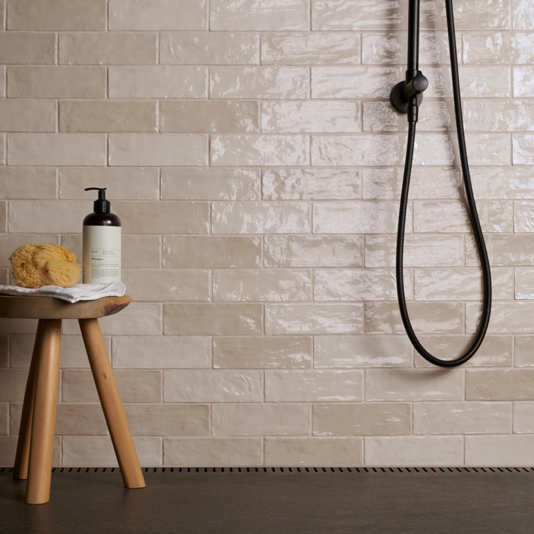 Beige 3" x 8" Glazed Ceramic Subway Wall Tile