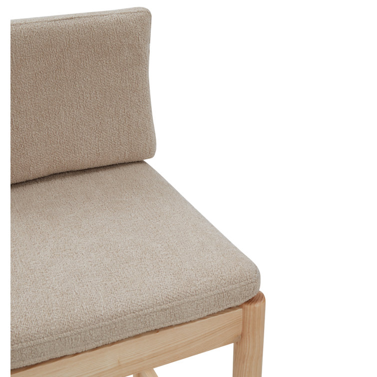 Oatmeal Boucle Upholstered Natural Wood Counter Stool