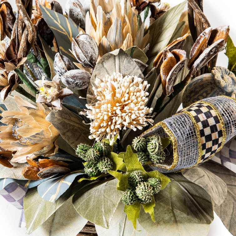 Autumn Harvest Artificial Fall Leaf and Pumpkin Wreath