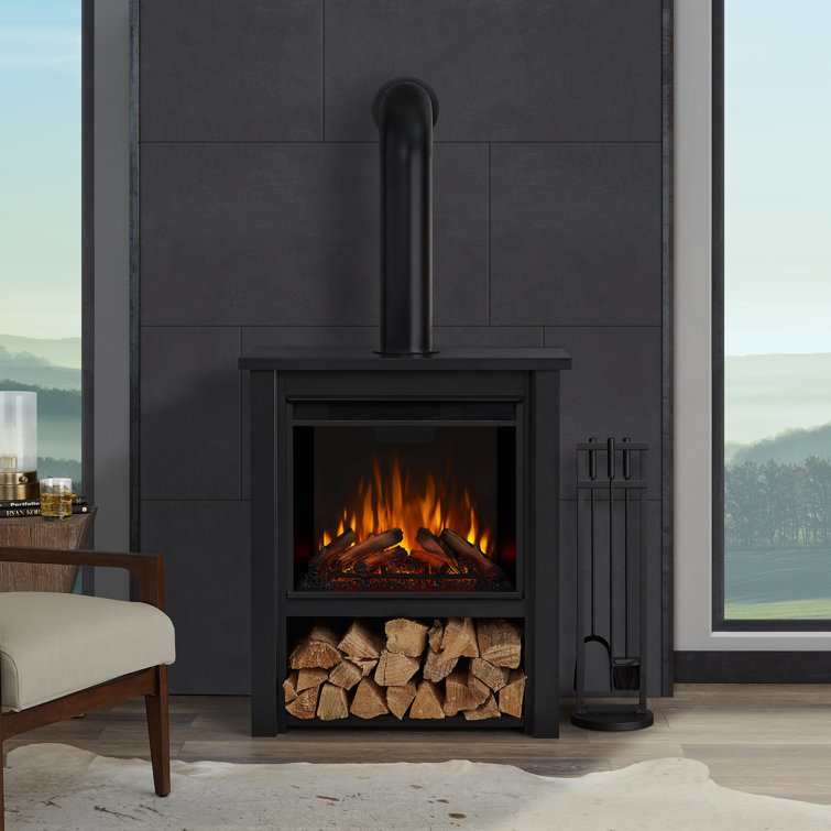 Hollis 32" Black Electric Fireplace with Mantel