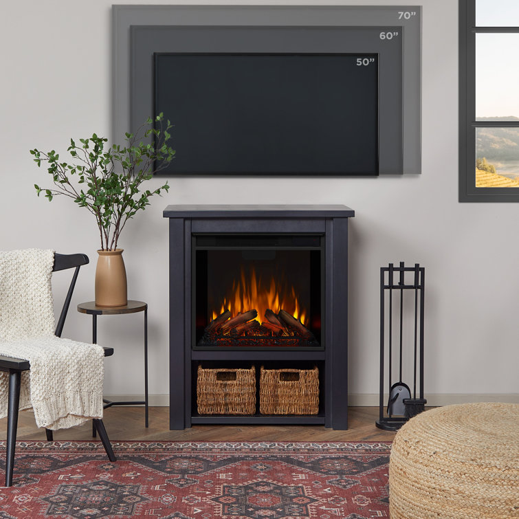 Hollis 32" Black Electric Fireplace with Mantel