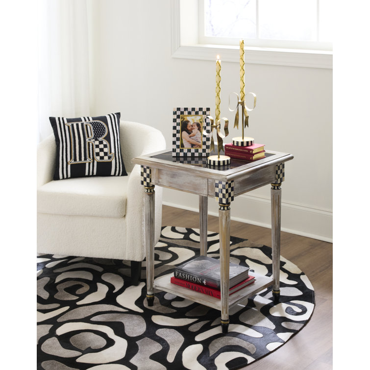 Black and White Checkered Lacquer 4x6 Photo Frame with Gold Trim