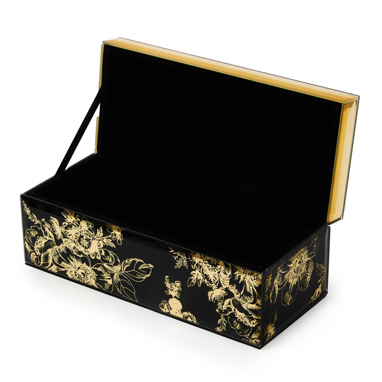Handmade Black and Gold Glass Fabric Lidded Box