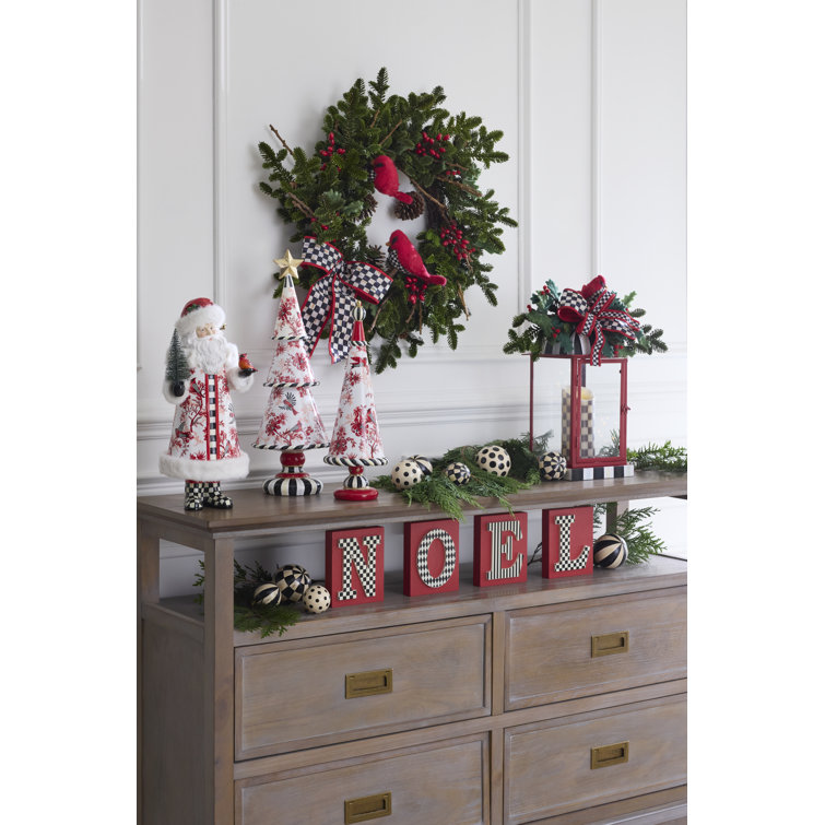 Festive Red and Green Artificial Christmas Wreath with Ribbon