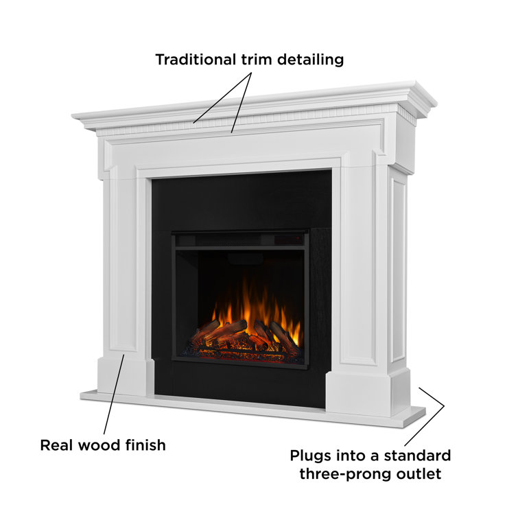 White Freestanding Electric Fireplace with Mantel