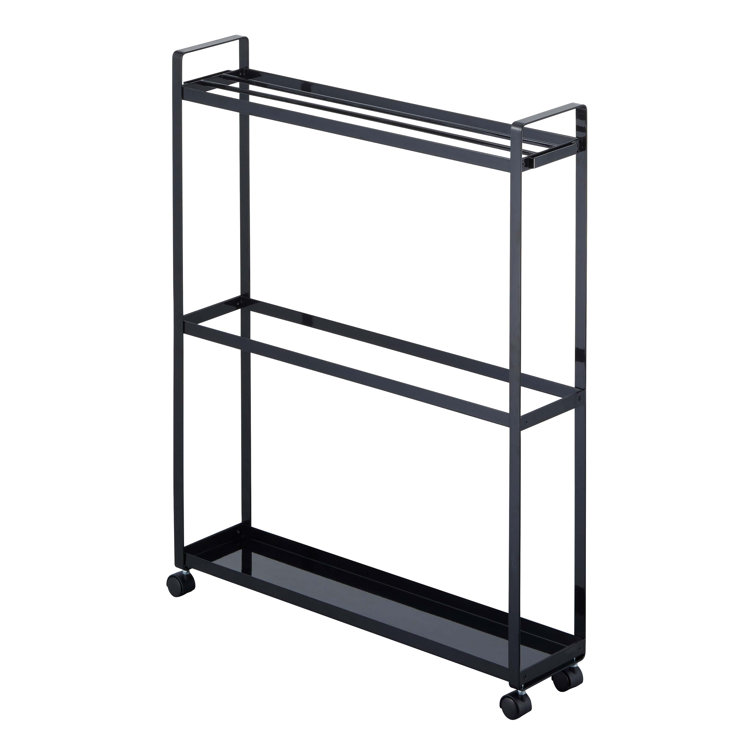 Black Steel Rolling Towel Rack with Handles and Casters