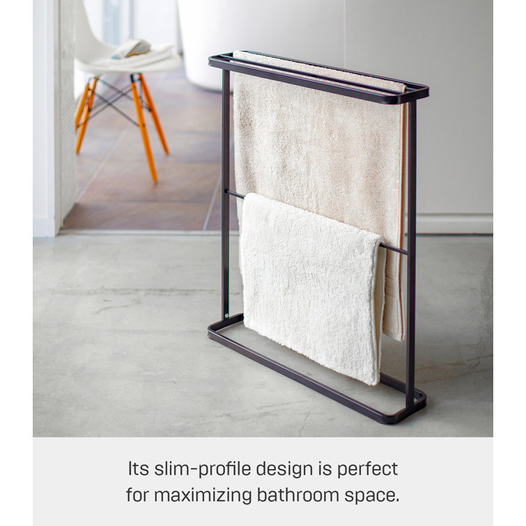 Black Steel Slim Portable Bath Towel Hanger