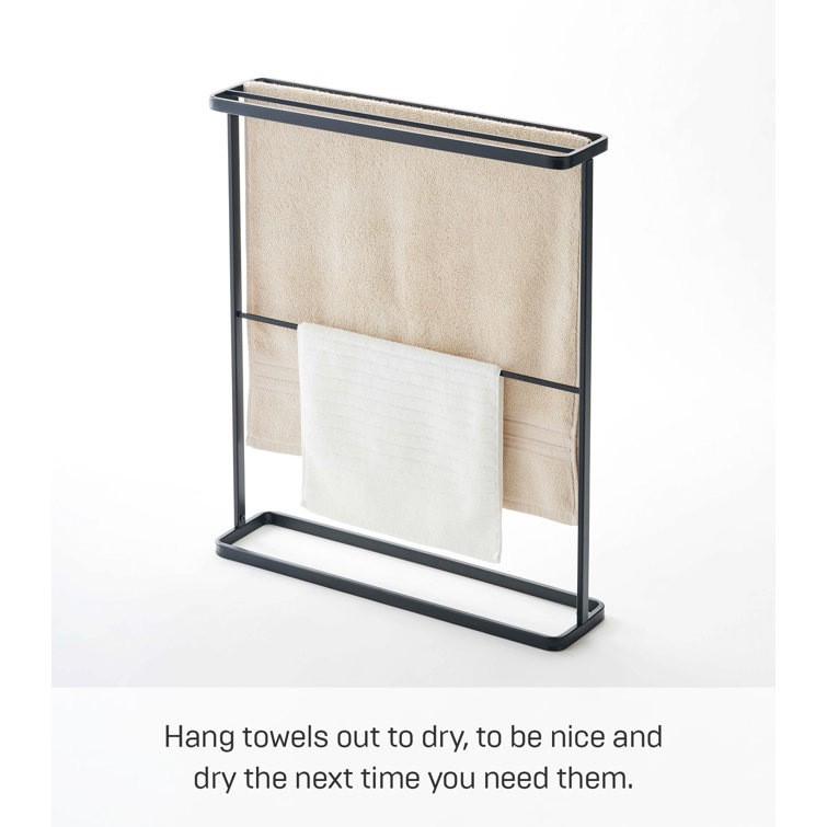 Black Steel Slim Portable Bath Towel Hanger