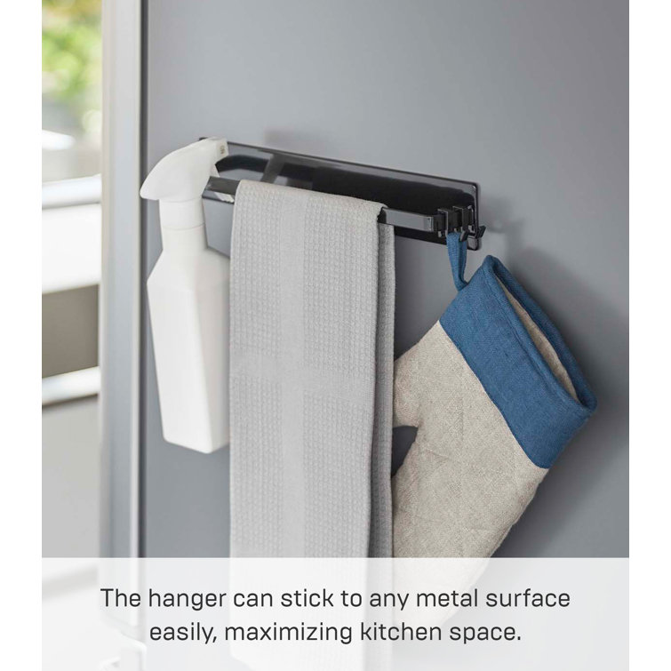 Black Steel Wall Mounted Magnetic Kitchen Towel Rack