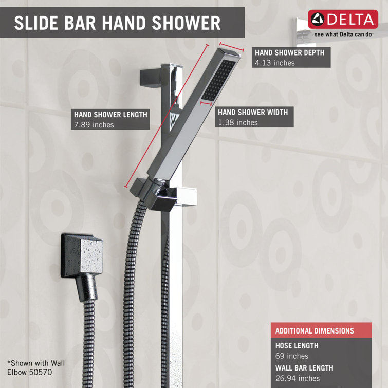 Chrome Adjustable Height Wall Mounted Handheld Shower
