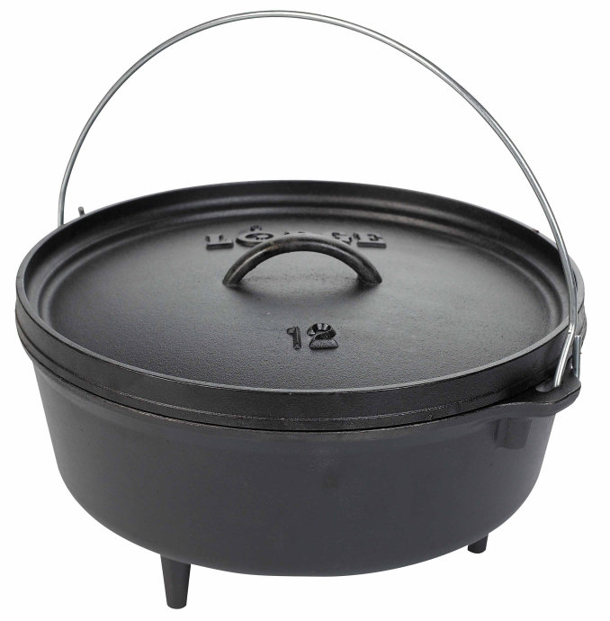 Black Cast Iron 8-Quart Camp Dutch Oven with Bail Handle