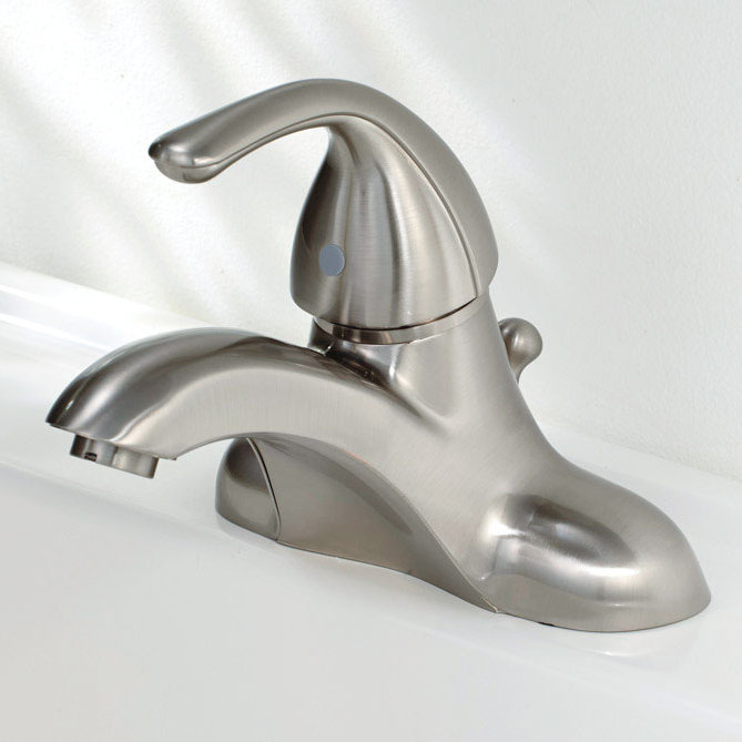 Brushed Nickel Coastal Single-Handle Bathroom Sink Faucet 4 in.