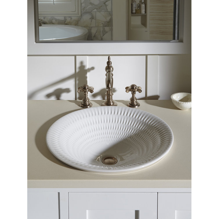Translucent White Ceramic Round Vessel Bathroom Sink