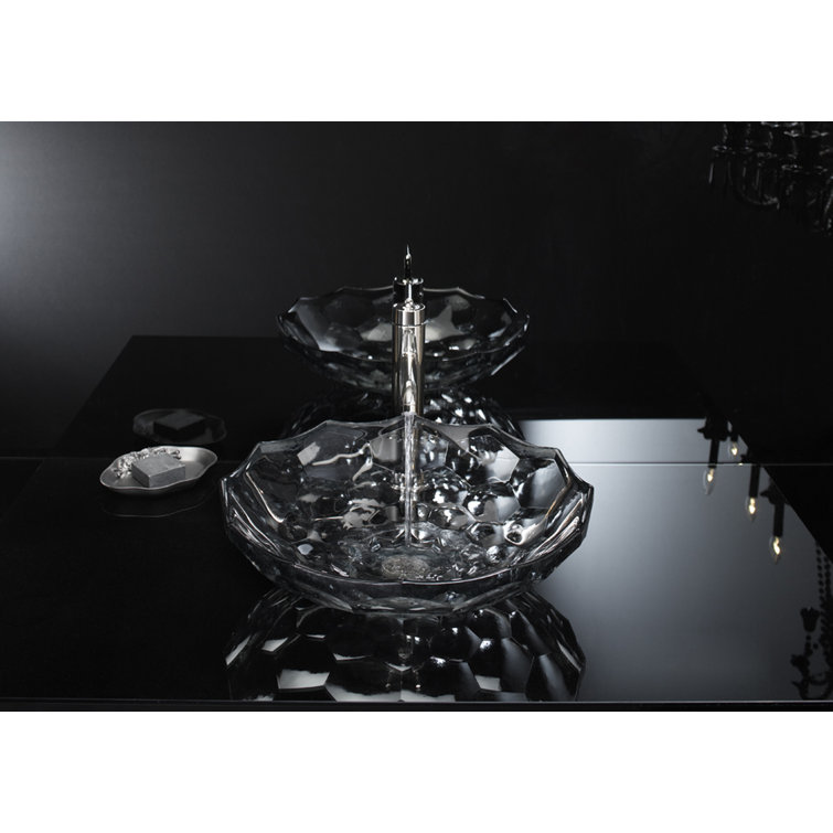 Ice Glass Faceted Oval Above-Counter Vessel Sink