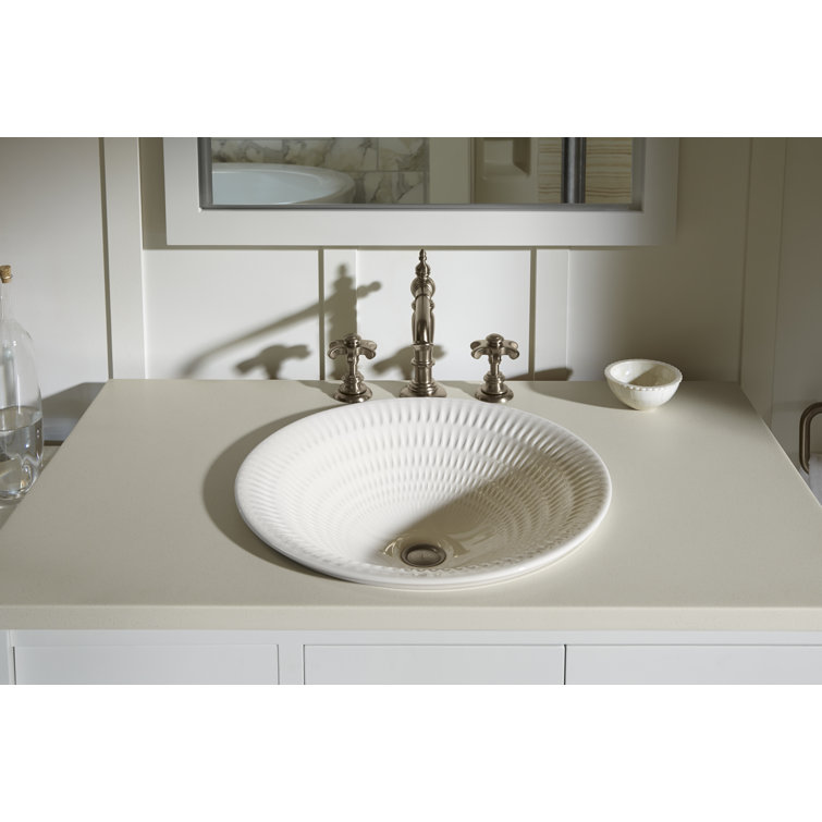 Translucent White Ceramic Round Vessel Bathroom Sink