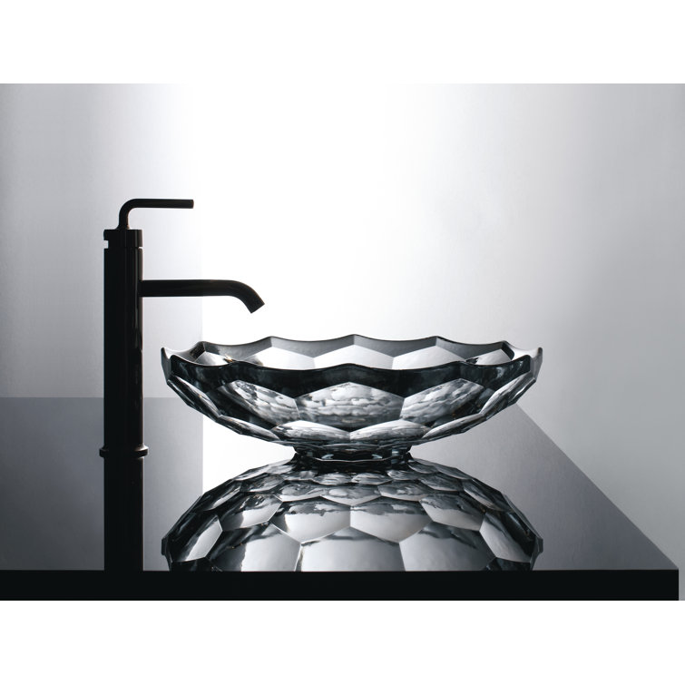 Ice Glass Faceted Oval Above-Counter Vessel Sink