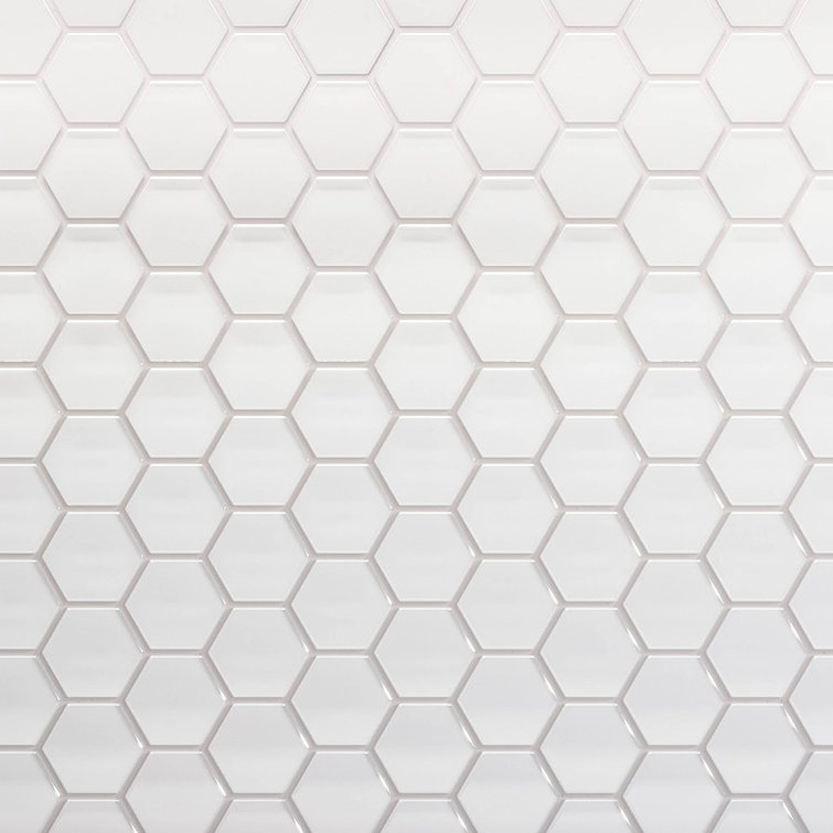 Soft Ivory Gloss Glass Hexagon Mosaic Tile for Walls