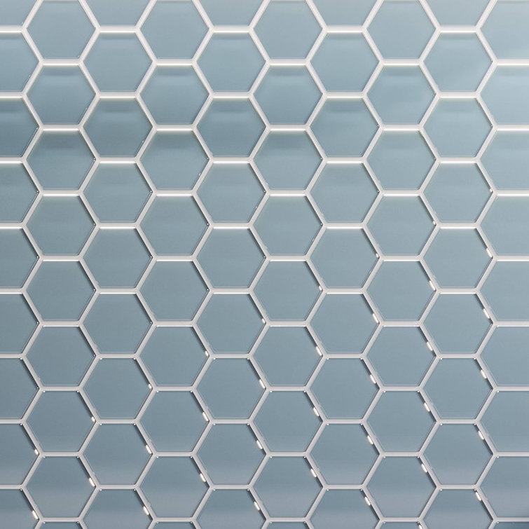 Aqua Blue Gloss 11x12 Honeycomb Glass Mosaic Tile