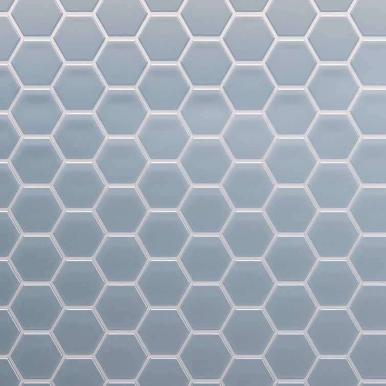 Aqua Blue Matte Glass Hexagon Mosaic Tile 11x12