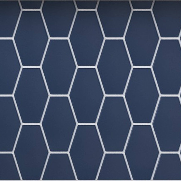 Deep Blue Matte Glass Hexagon Mosaic Tile