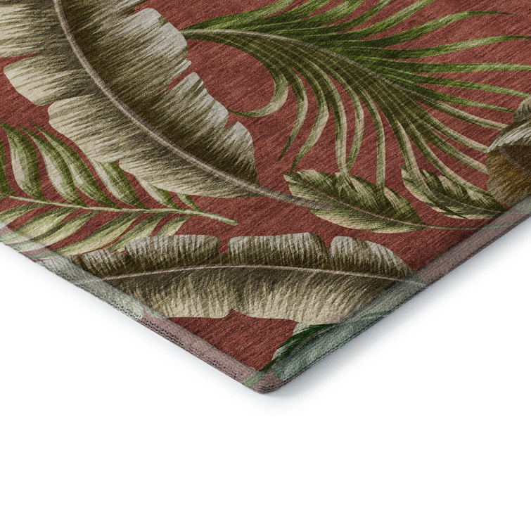 Rectangular Red Synthetic Washable Non-slip Rug 30" x 20"