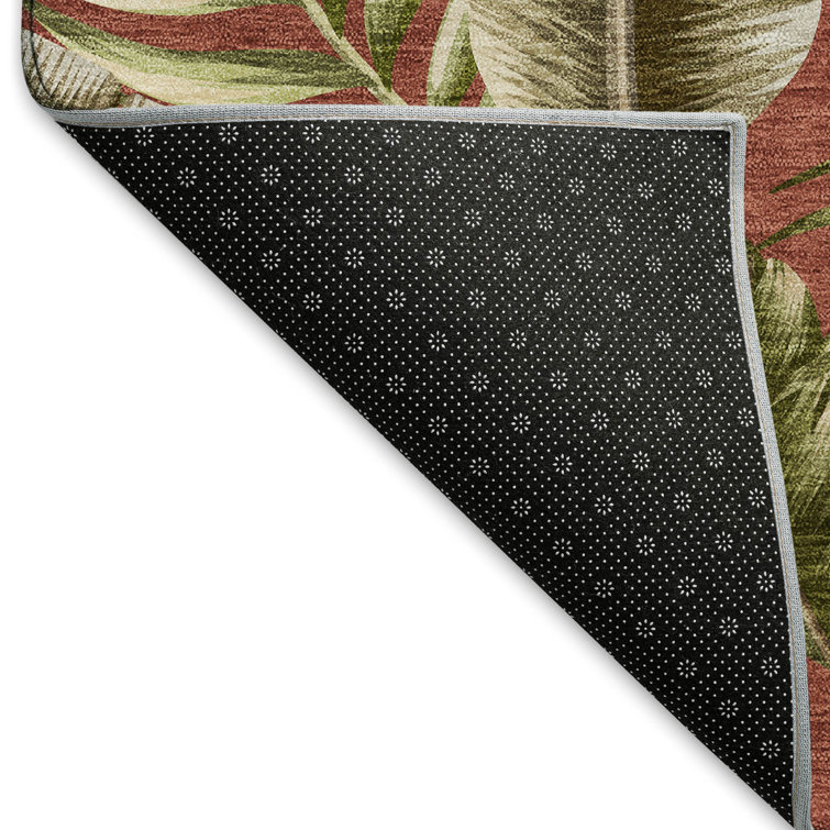 Rectangular Red Synthetic Washable Non-slip Rug 30" x 20"