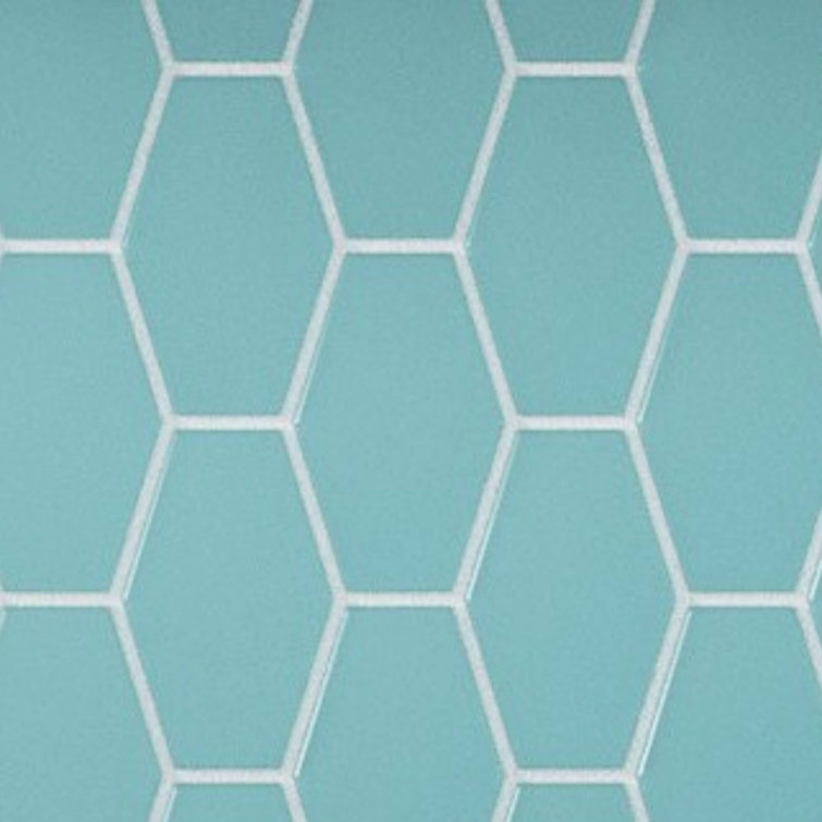 Aqua Elongated Hexagon Matte Glass Mosaic Tile