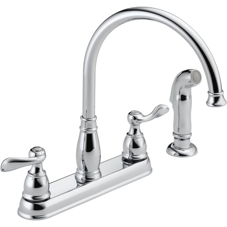 Chrome Double Handle Kitchen Faucet with Side Sprayer
