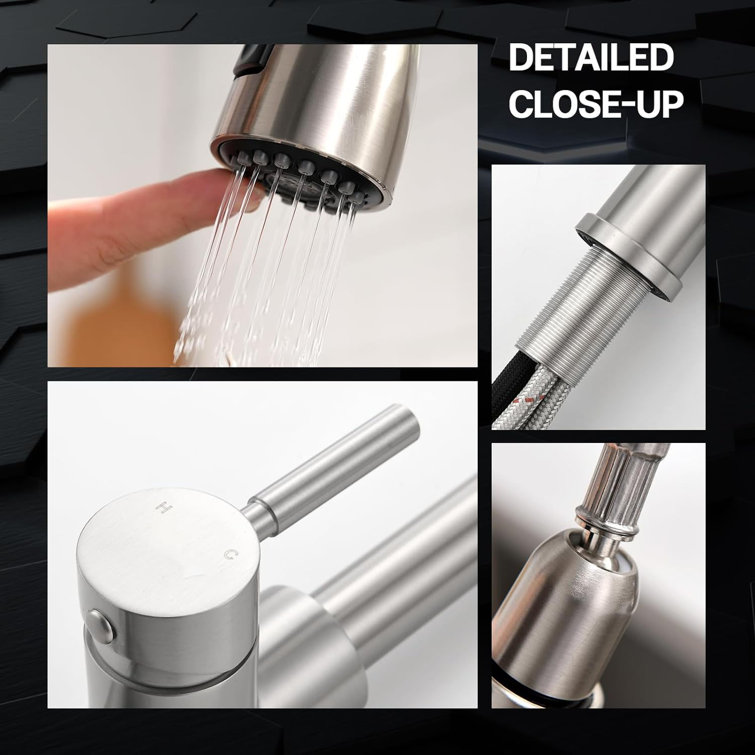 High Arc Brushed Nickel Pull-Out Kitchen Faucet with Single Handle