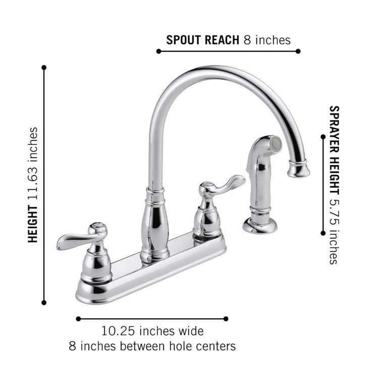 Chrome Double Handle Kitchen Faucet with Side Sprayer