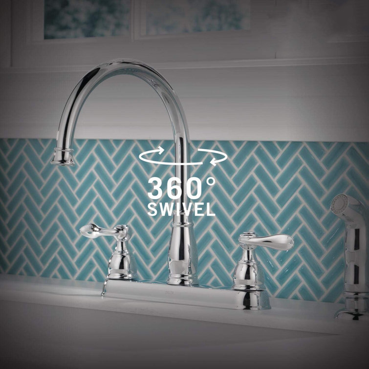 Chrome Double Handle Kitchen Faucet with Side Sprayer