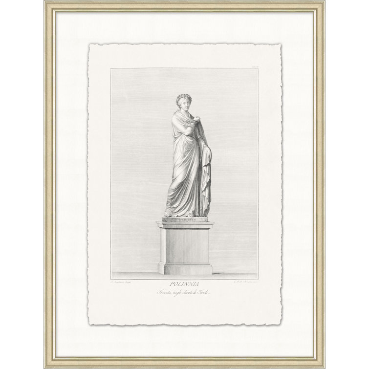 Roman Antiquities Statue Framed Art Print in Beige Frame