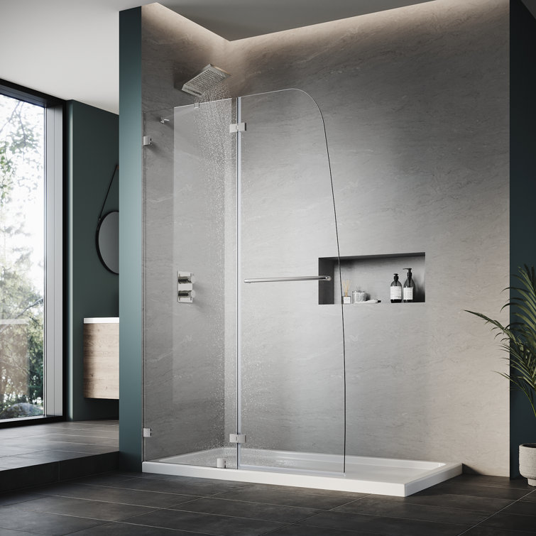 48" x 58" Frameless Chrome Hinged Bathtub Door with Clear Tempered Glass