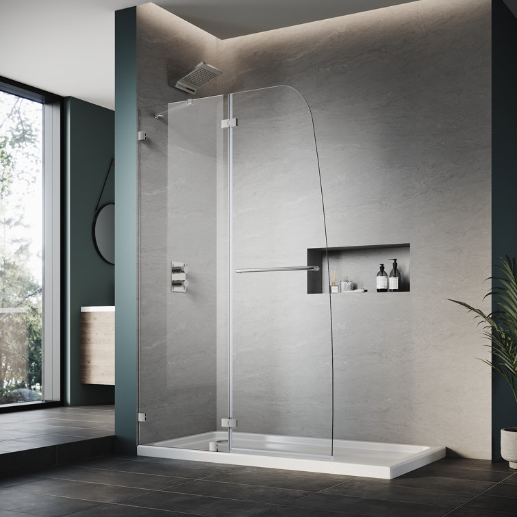 48" x 58" Frameless Chrome Hinged Bathtub Door with Clear Tempered Glass
