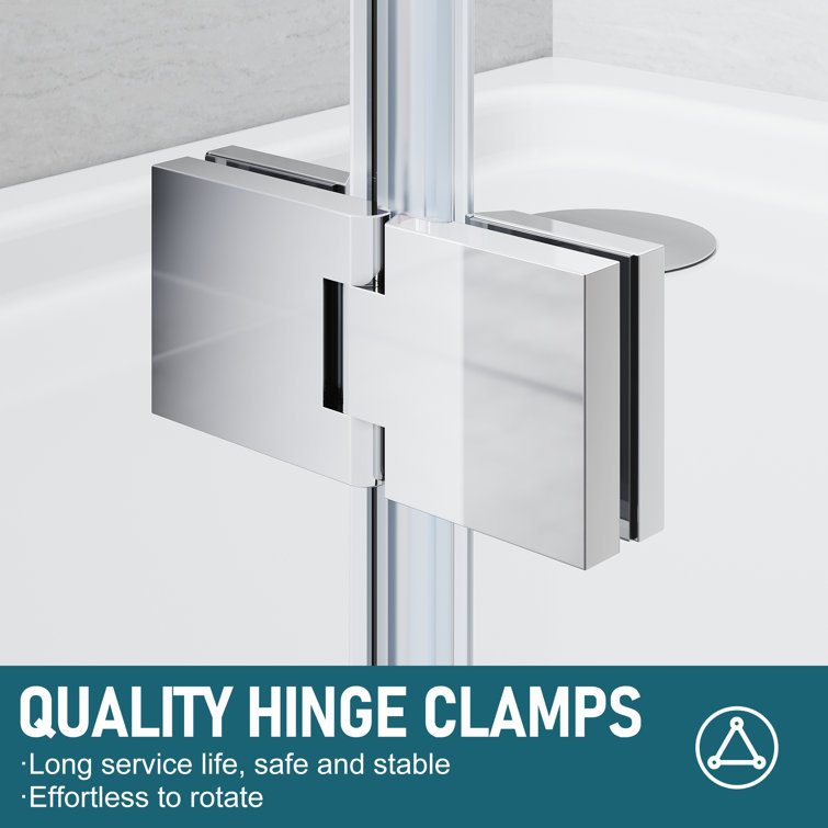 48" x 58" Frameless Chrome Hinged Bathtub Door with Clear Tempered Glass