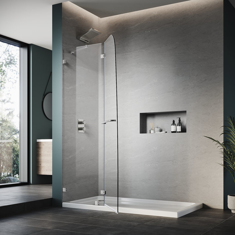 48" x 58" Frameless Chrome Hinged Bathtub Door with Clear Tempered Glass