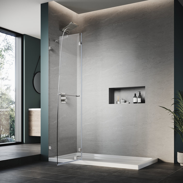 48" x 58" Frameless Chrome Hinged Bathtub Door with Clear Tempered Glass