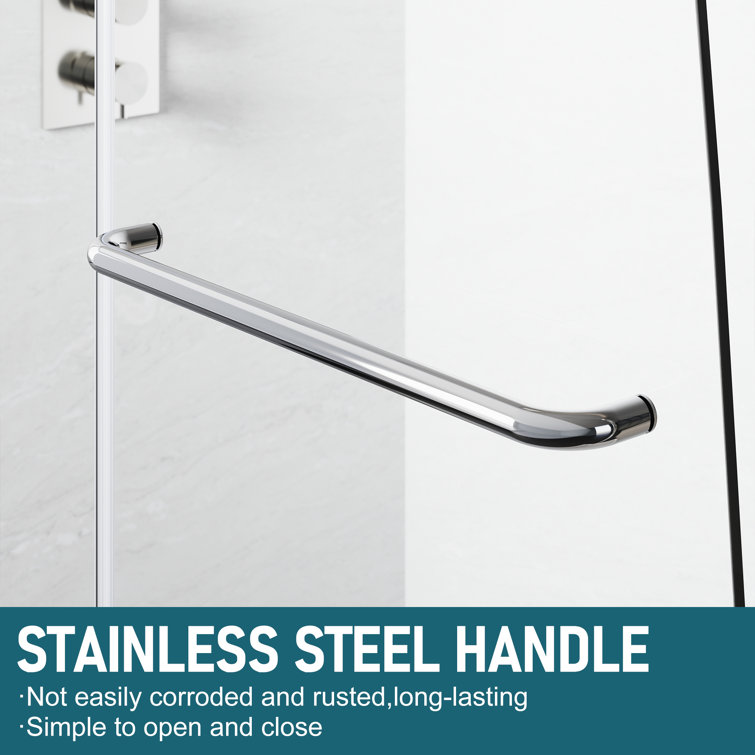 48" x 58" Frameless Chrome Hinged Bathtub Door with Clear Tempered Glass